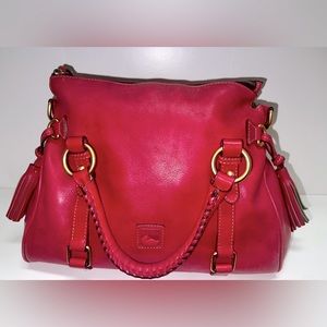Small, Pre owned, Fuchsia Dooney and Bourke Leather Florentine Satchel.